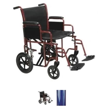 Refuah 22 Inch Bariatric Steel Transport Chair Blue RE1760